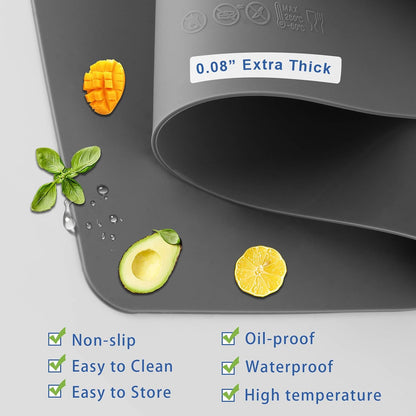 Silicone Placemats, Food-Grade Non-Slip Waterproof, Dining, Countertop Protector, Kitchen Counter Mat, Heat Resistant, Baking mat Dishwasher Safe