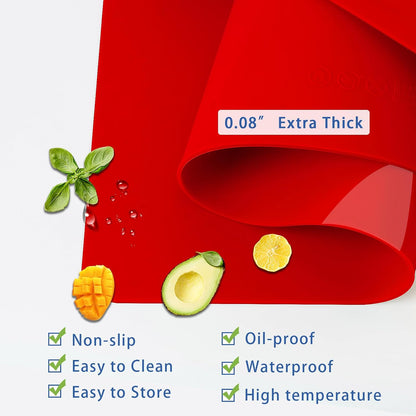 Silicone Placemats, Food-Grade Non-Slip Waterproof, Dining, Countertop Protector, Kitchen Counter Mat, Heat Resistant, Baking mat Dishwasher Safe