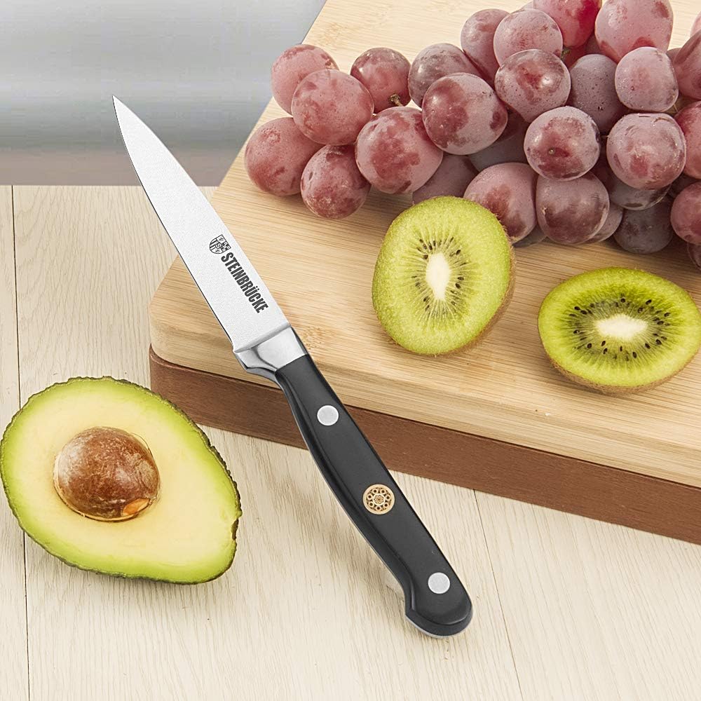ù Paring Knife 4 inch - Small Kitchen Knife Forged from German Stainless Steel 5Cr15Mov (HRC58), Full Tang, Sharp Paring Knives for Cutting, Peeling, Slicing Fruits and Vegetables