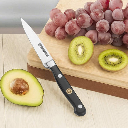 ù Paring Knife 4 inch - Small Kitchen Knife Forged from German Stainless Steel 5Cr15Mov (HRC58), Full Tang, Sharp Paring Knives for Cutting, Peeling, Slicing Fruits and Vegetables