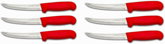 Columbia Cutlery 6 in. Red Boning/Fillet Knife - Curved & Stiff (3 pack)