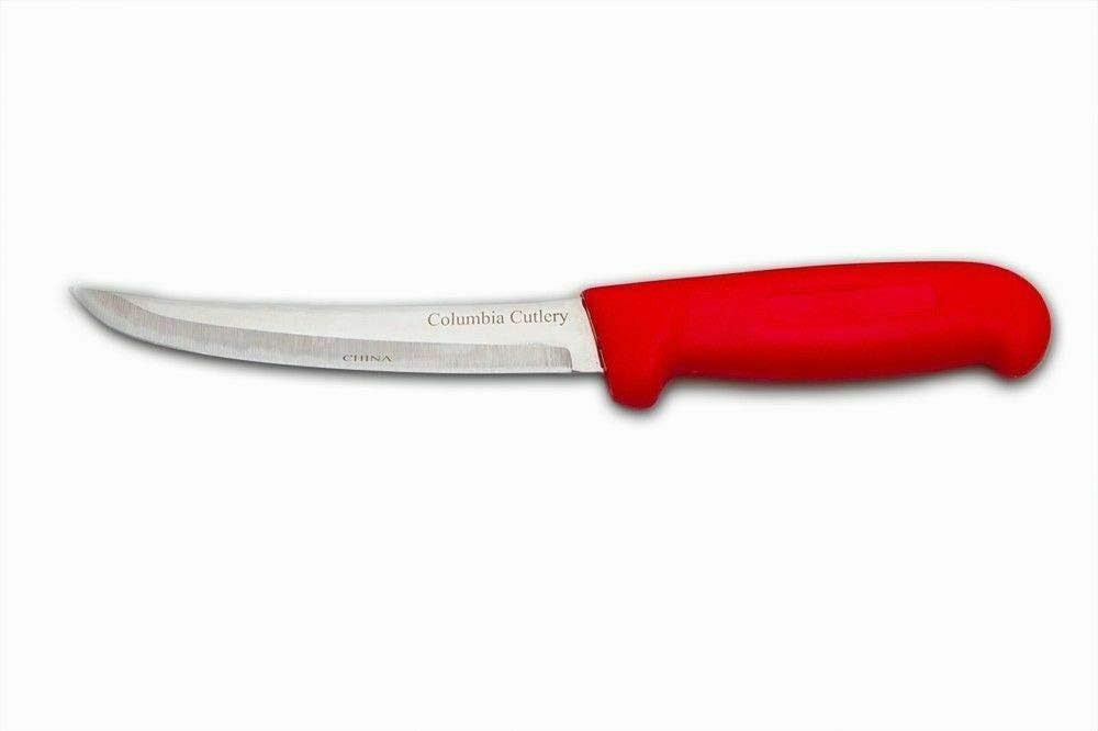 Columbia Cutlery 6 in. Red Boning/Fillet Knife - Curved & Stiff (3 pack)