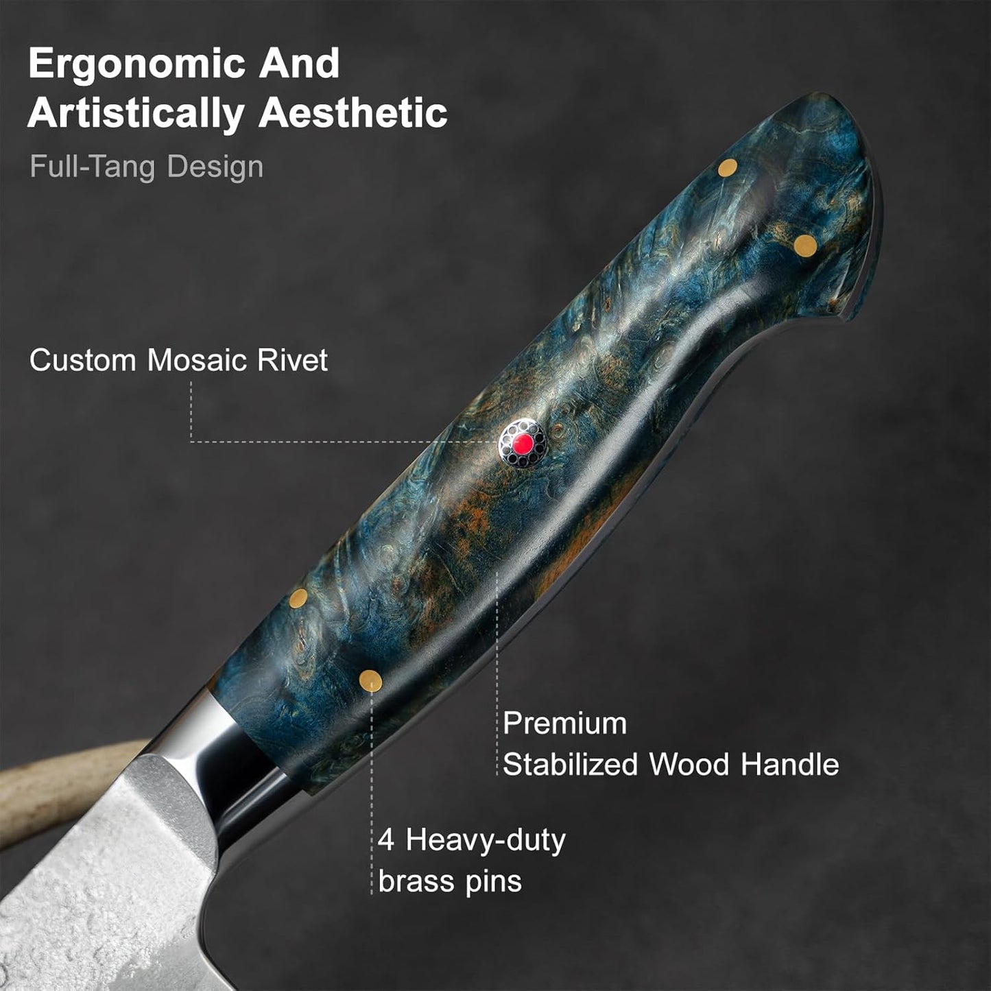 Japanese Chef Knife with SG2 Powder Steel, 8.27 inch Professional Gyuto Knife, Hand Forged Kitchen Knife with Premium Stabilized Wood Handle and Wood Gift Box