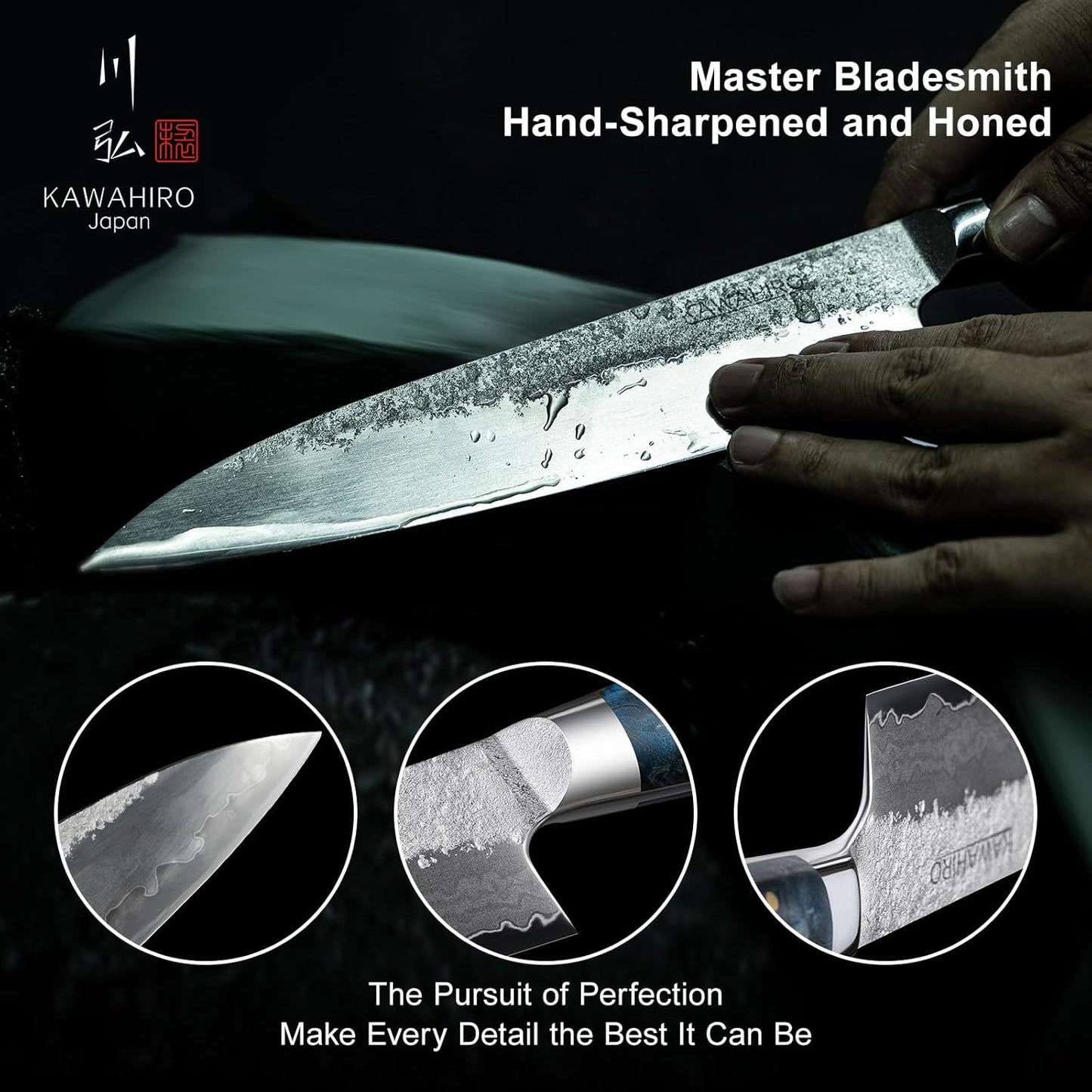 Japanese Chef Knife with SG2 Powder Steel, 8.27 inch Professional Gyuto Knife, Hand Forged Kitchen Knife with Premium Stabilized Wood Handle and Wood Gift Box