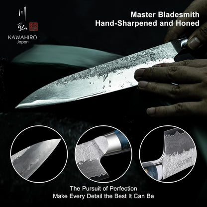 Japanese Chef Knife with SG2 Powder Steel, 8.27 inch Professional Gyuto Knife, Hand Forged Kitchen Knife with Premium Stabilized Wood Handle and Wood Gift Box