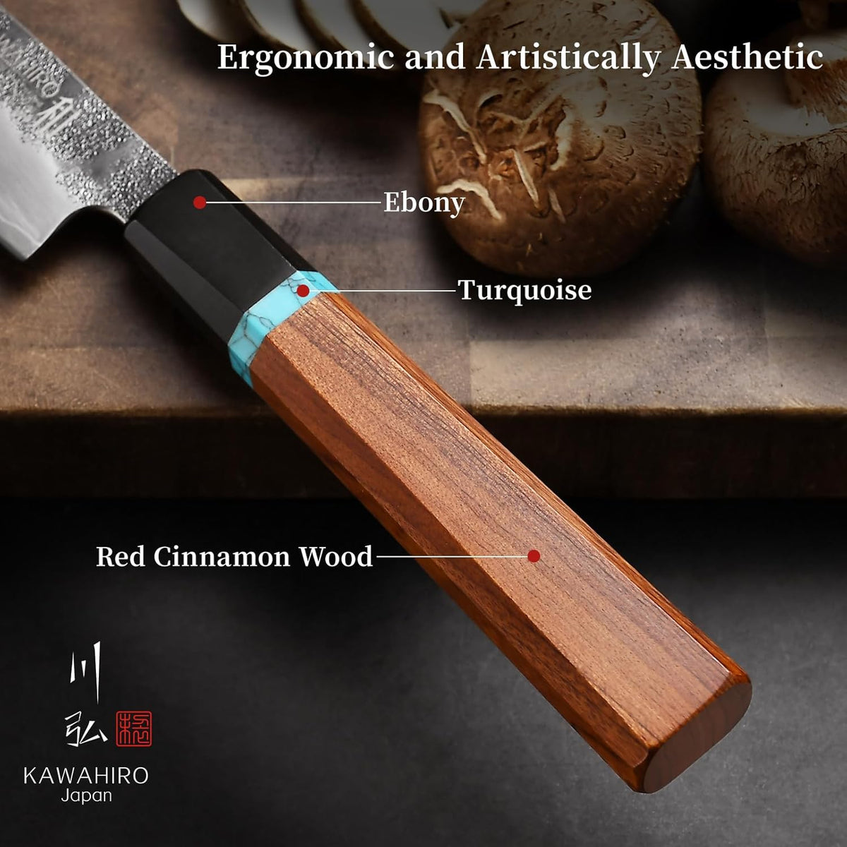 Japanese Chef Knife with SG2 Powder Steel, 8.27 inch Professional Gyuto Knife, Hand Forged Kitchen Knife with Premium Stabilized Wood Handle and Wood Gift Box