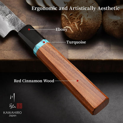 Japanese Chef Knife with SG2 Powder Steel, 8.27 inch Professional Gyuto Knife, Hand Forged Kitchen Knife with Premium Stabilized Wood Handle and Wood Gift Box