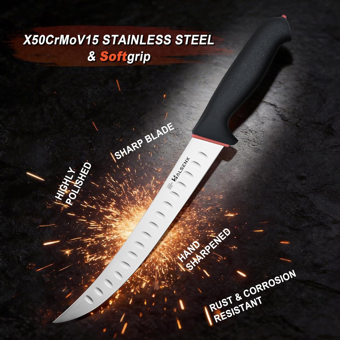 6" Boning Knife for Meat Cutting, Curved Blade | Curved blade deboning,High-carbon rust-resistant,Fluted edge tears less,Softgrip reduces fatigue,Versatile meat & poultry.