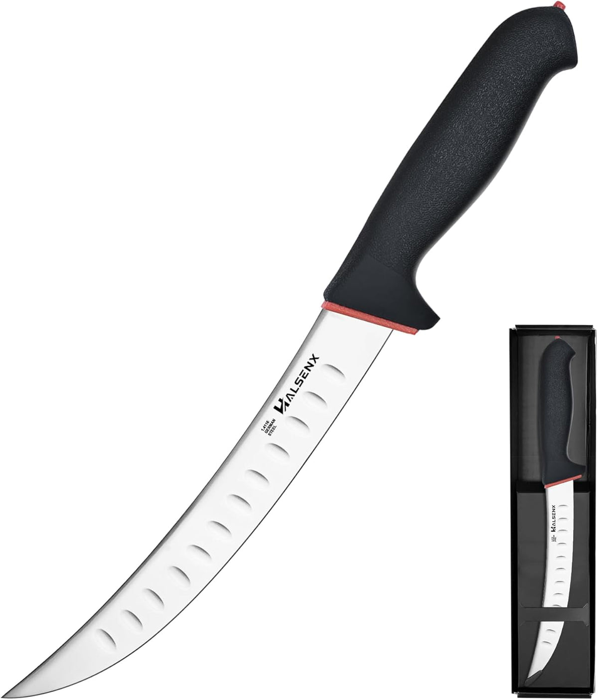 6" Boning Knife for Meat Cutting, Curved Blade | Curved blade deboning,High-carbon rust-resistant,Fluted edge tears less,Softgrip reduces fatigue,Versatile meat & poultry.
