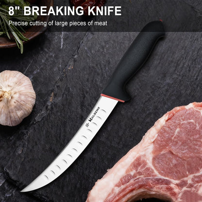 6" Boning Knife for Meat Cutting, Curved Blade | Curved blade deboning,High-carbon rust-resistant,Fluted edge tears less,Softgrip reduces fatigue,Versatile meat & poultry.