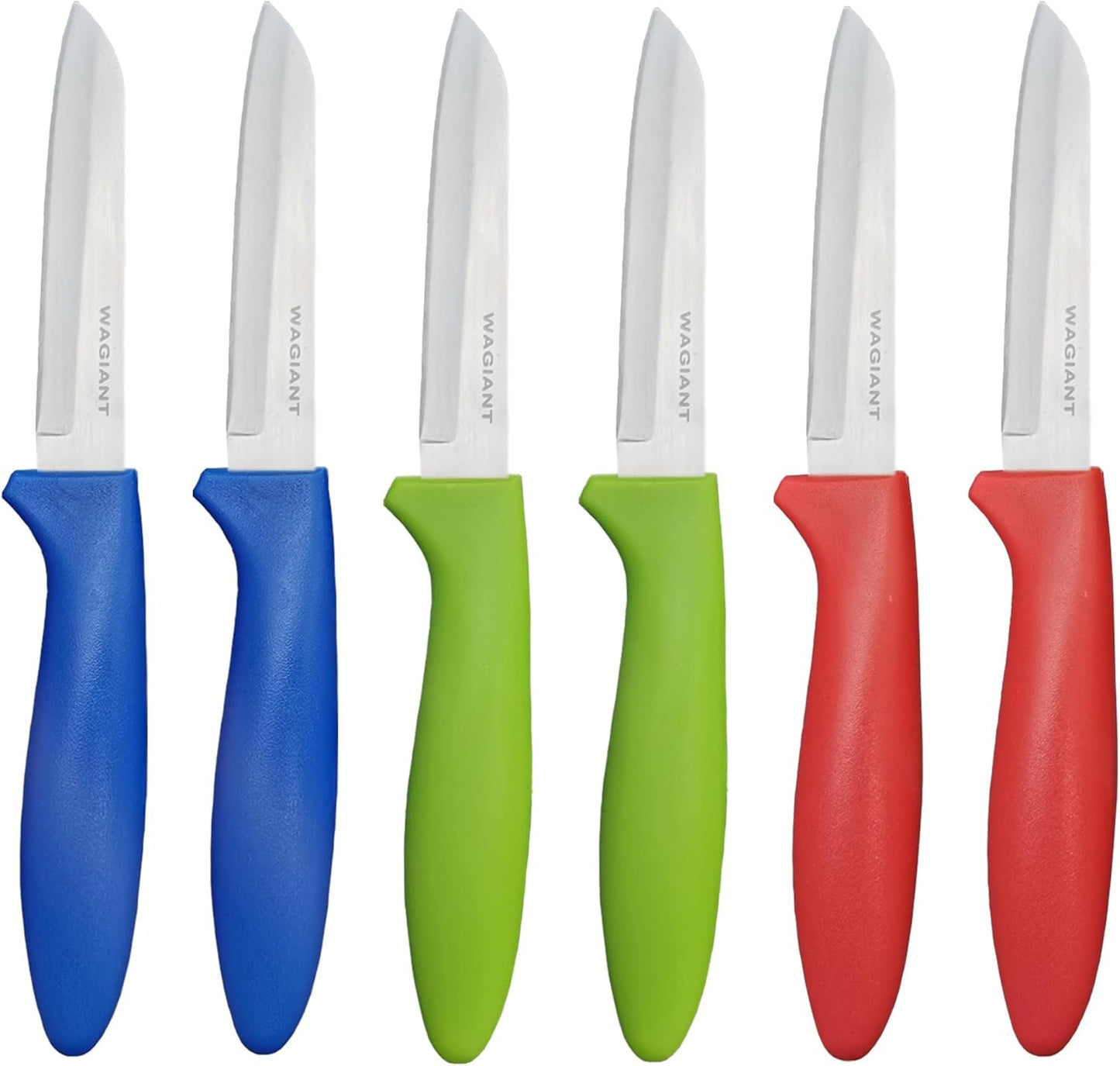 Paring Knife set of 6 PCS, 3.5 Inch Stainless Steel Fruit and Vegetable Knives,Comfortable Handle With Multi-Color Red/Green/Blue