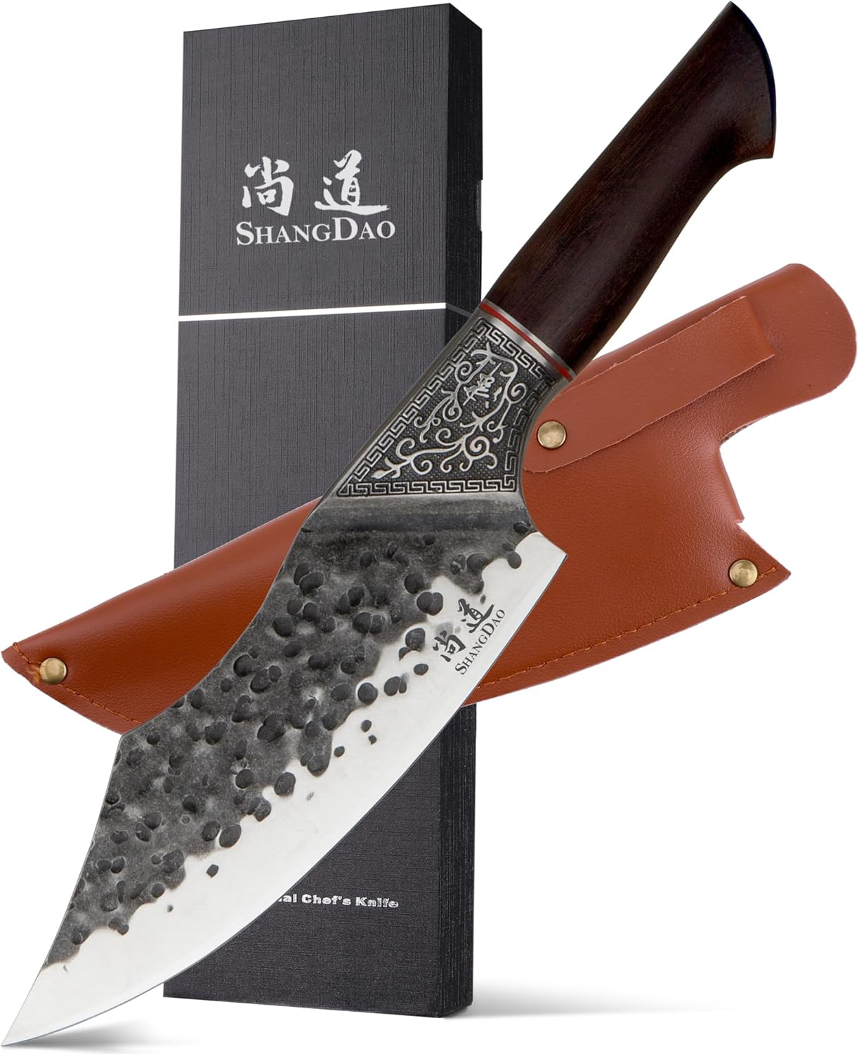 7" Chef Knife - Butcher Knife for Meat, Japanese High Carbon Meat Cleaver Knife, Hand Forged Meat Cutting Knife, Ultra Sharp Kitchen Knife for Home, Camping BBQ Cooking Knife
