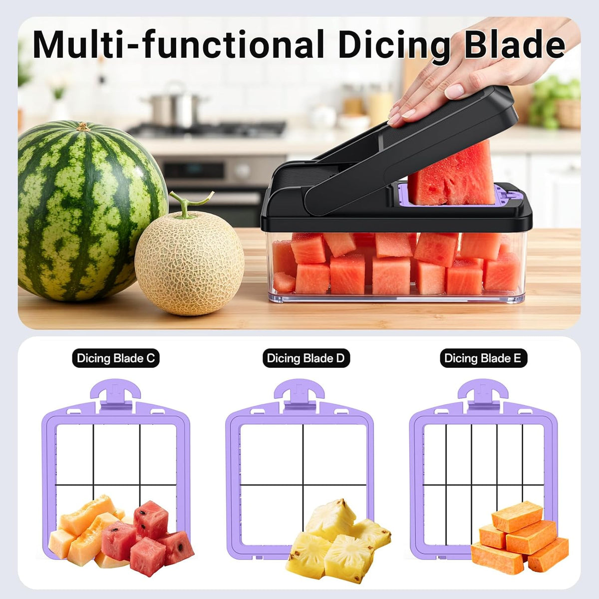 12-in-1 Vegetable Chopper with 7 Blades, Food Veggie Cutter, Mandoline Gray | Includes Egg Separator, Food Container and Finger Guard, Non-slip Base, for Chopping, Slicing, Shredding, and Mincing