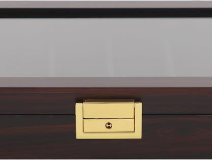 Single Tier Pocket Knife Display Case 8 Slot Lockable Knife Storage Box Knife Collection Display Holder with Transparent Glass Top & Drawer for Utility Knife, Camping Knife (Ebony Color)