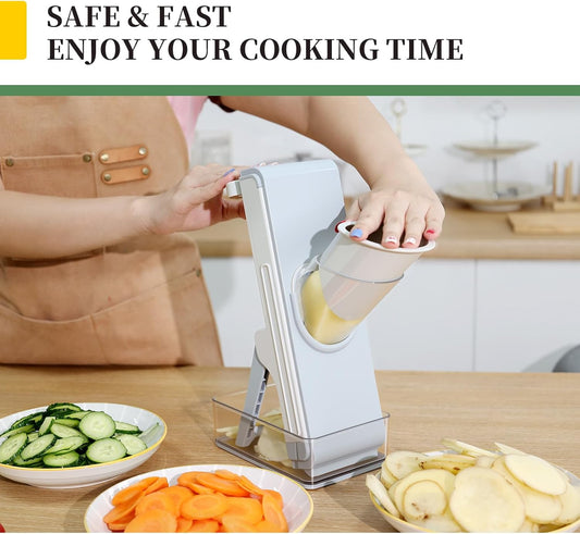 Safe Mandoline Slicer for Kitchen, 4-In-1 Chopper Vegetable Cutter, Mandolin Julienne Slicers for Fruits and Vegetables, Potato Cutter for Fries, Kitchen Gadgets and House Essentials