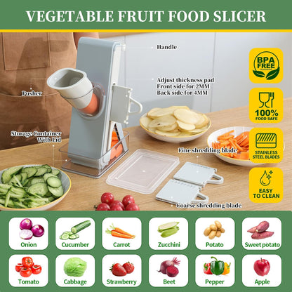 Safe Mandoline Slicer for Kitchen, 4-In-1 Chopper Vegetable Cutter, Mandolin Julienne Slicers for Fruits and Vegetables, Potato Cutter for Fries, Kitchen Gadgets and House Essentials
