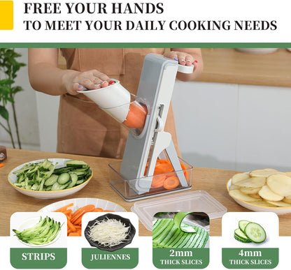 Safe Mandoline Slicer for Kitchen, 4-In-1 Chopper Vegetable Cutter, Mandolin Julienne Slicers for Fruits and Vegetables, Potato Cutter for Fries, Kitchen Gadgets and House Essentials