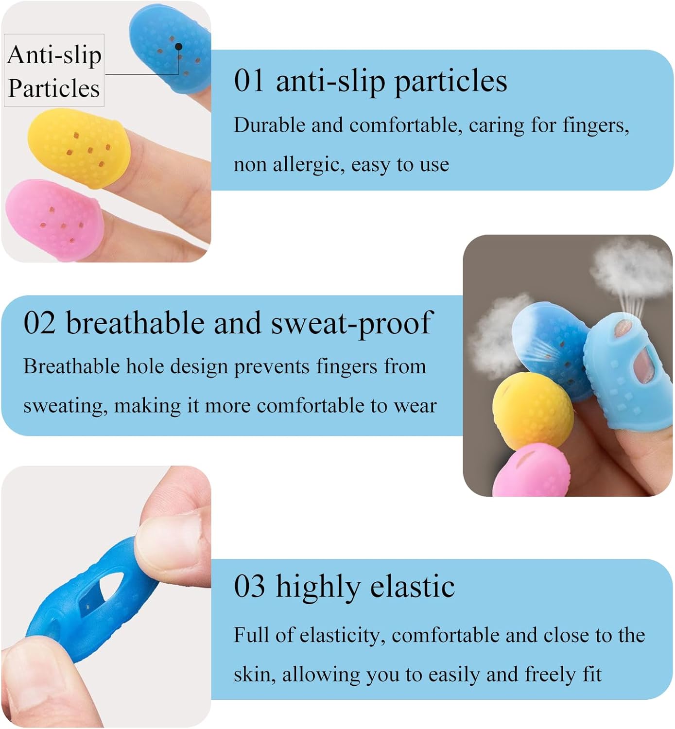 30 Pieces Rubber Thimble Finger Guards, Durable Silicone Finger Tips Protector for Sewing Quilting Knitting Embroidery Crafts Paperwork Carving