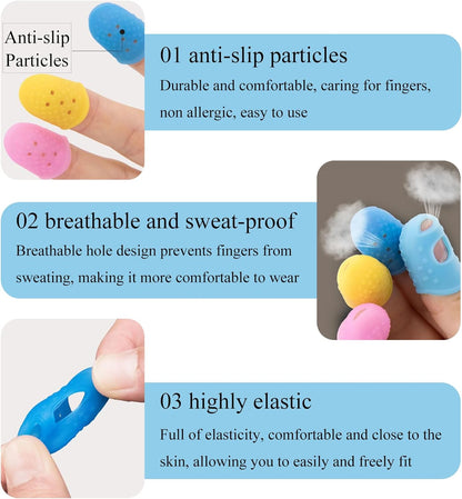 30 Pieces Rubber Thimble Finger Guards, Durable Silicone Finger Tips Protector for Sewing Quilting Knitting Embroidery Crafts Paperwork Carving