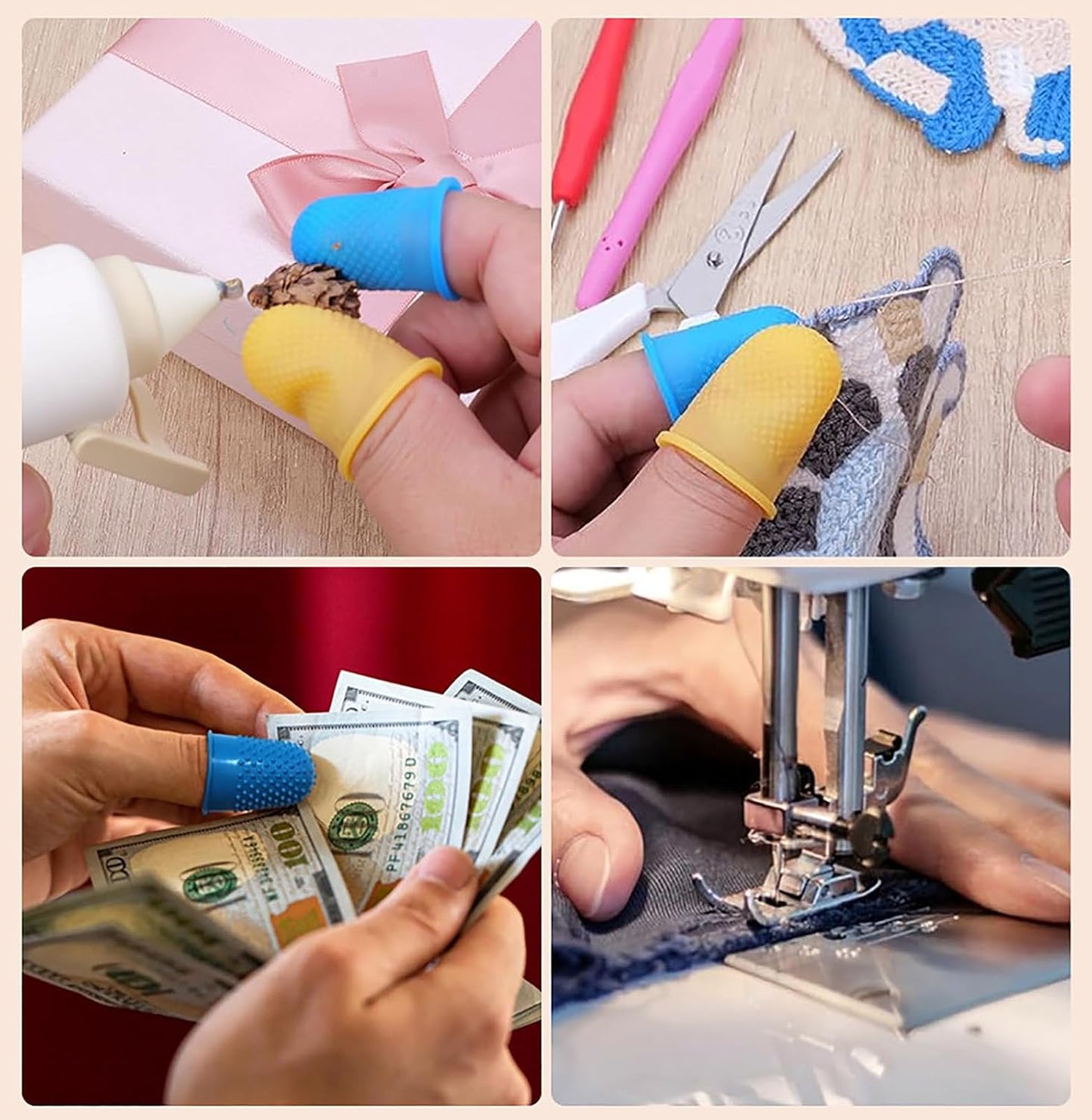30 Pieces Rubber Thimble Finger Guards, Durable Silicone Finger Tips Protector for Sewing Quilting Knitting Embroidery Crafts Paperwork Carving