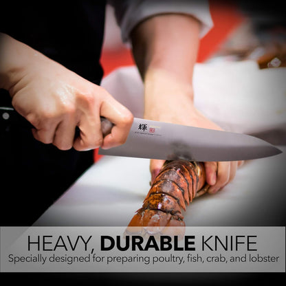 Kagayaki , KG-13 Professional Western Deba Knife, VG-1 High Carbon Japanese Stainless Steel Pro Kitchen Knife with Ergonomic Pakka Wood Handle, 8.2 inch