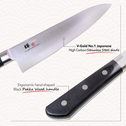 Kagayaki , KG-13 Professional Western Deba Knife, VG-1 High Carbon Japanese Stainless Steel Pro Kitchen Knife with Ergonomic Pakka Wood Handle, 8.2 inch