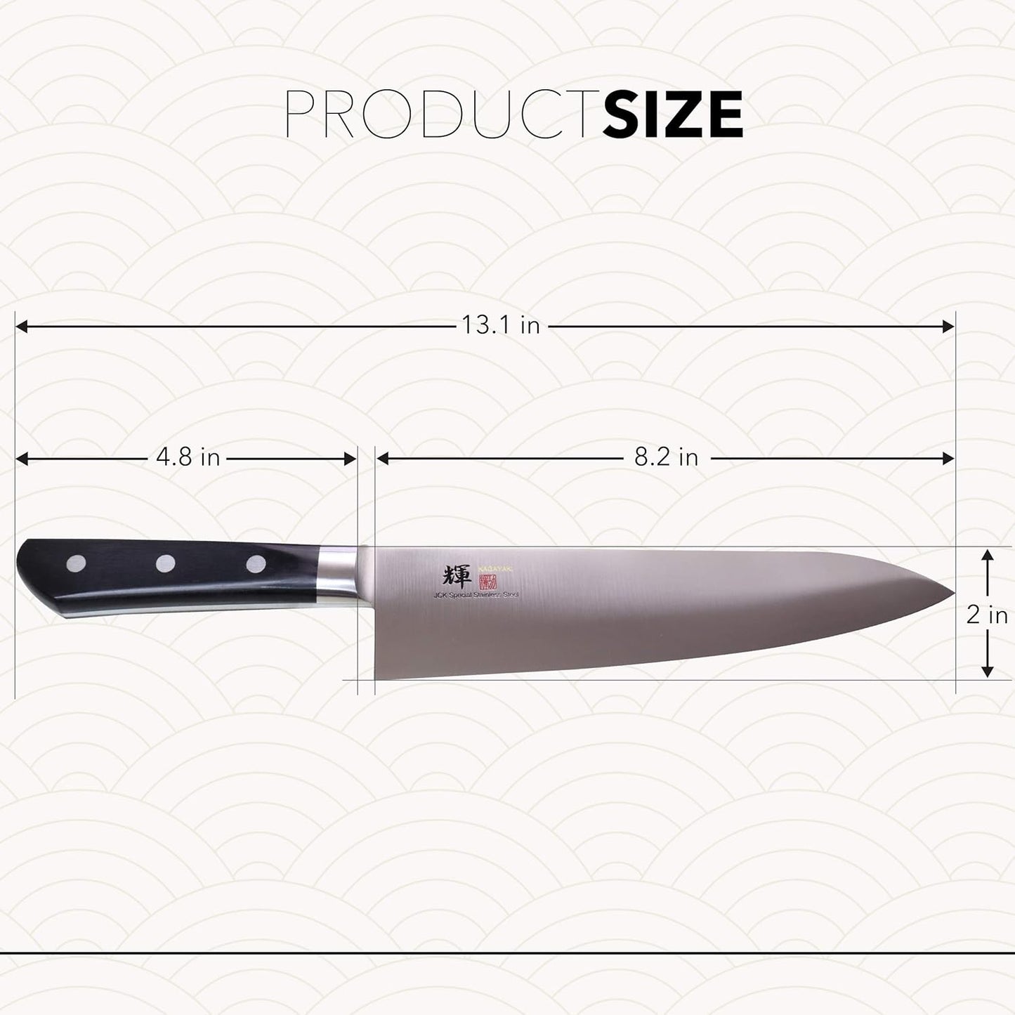 Kagayaki , KG-13 Professional Western Deba Knife, VG-1 High Carbon Japanese Stainless Steel Pro Kitchen Knife with Ergonomic Pakka Wood Handle, 8.2 inch