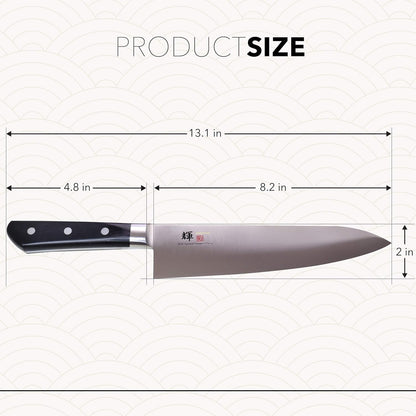 Kagayaki , KG-13 Professional Western Deba Knife, VG-1 High Carbon Japanese Stainless Steel Pro Kitchen Knife with Ergonomic Pakka Wood Handle, 8.2 inch