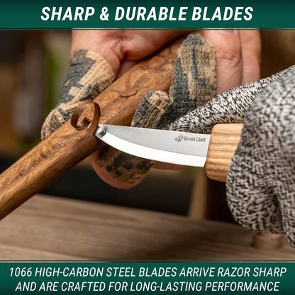 S01 Wood Spoon Carving Knives Set Spoon Making Tools Kit Whittling Knife Hook Knife Right-handed Bowl Cup Kuksa for Beginners Woodworking Professional Wood Carving Kit