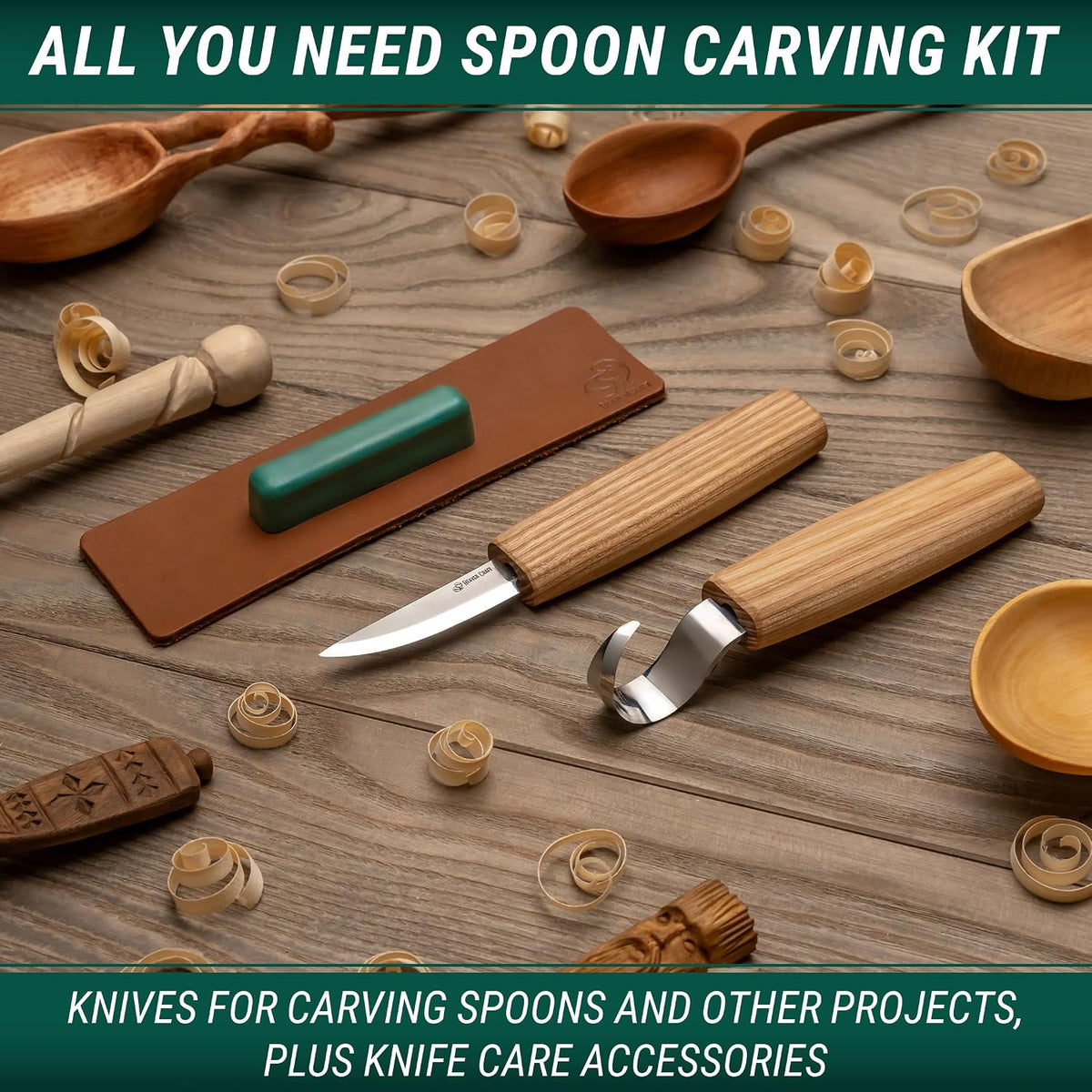 S01 Wood Spoon Carving Knives Set Spoon Making Tools Kit Whittling Knife Hook Knife Right-handed Bowl Cup Kuksa for Beginners Woodworking Professional Wood Carving Kit