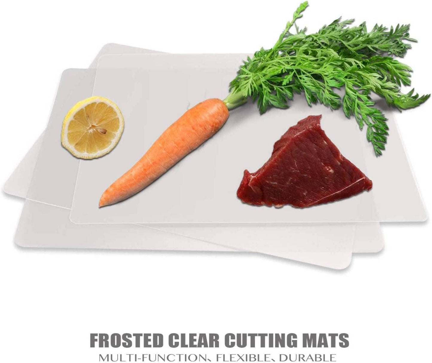 Flexible Plastic Cutting Board Mats set, Clear Kitchen Cutting Board Set of 2 Clear Mats