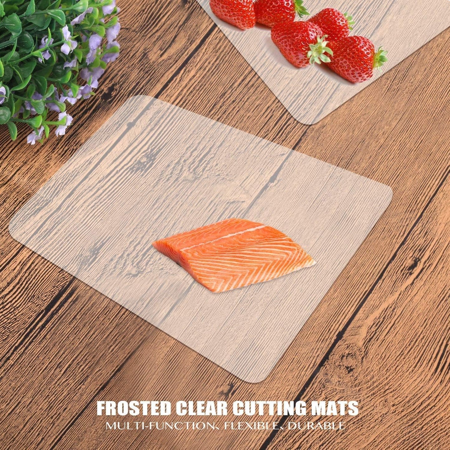 Flexible Plastic Cutting Board Mats set, Clear Kitchen Cutting Board Set of 2 Clear Mats