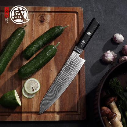 8 inch Kiritsuke Chef Knife, SG-Pro Powdered Steel 73-Layer Damascus Knife, Ergonomic G10 Handle for Kitchen Precision Cutting