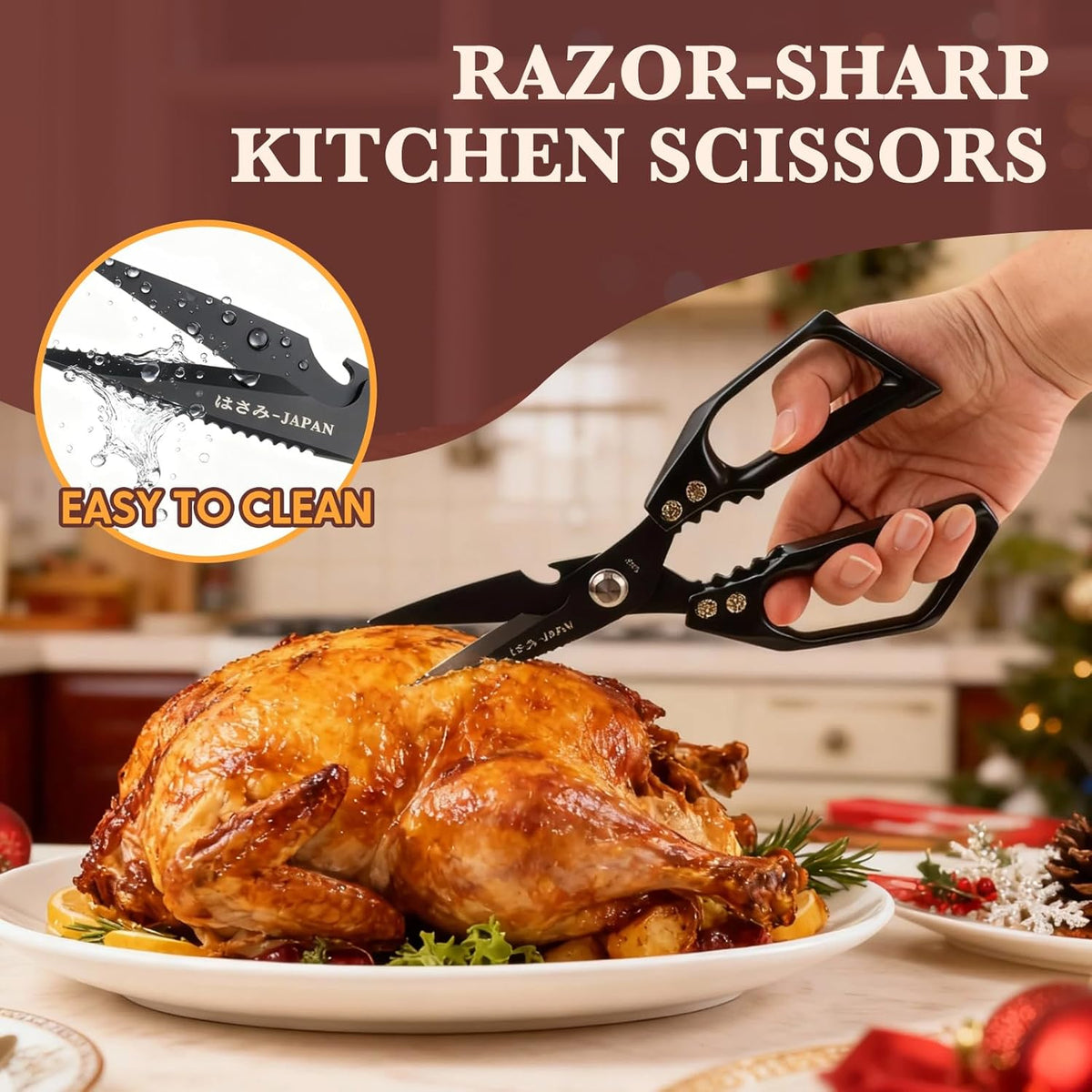 Kitchen Scissors, Poultry Shears Heavy Duty, Heavy Duty Kitchen Shears, Stainless Steel Poultry Scissors for Turkey, Chicken, Thanksgiving, Christmas Day