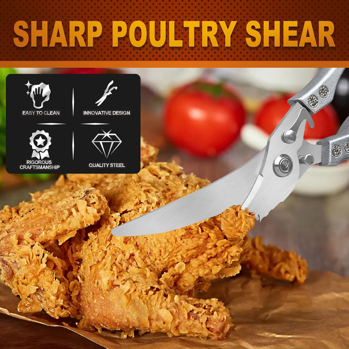 Kitchen Scissors, Poultry Shears Heavy Duty, Heavy Duty Kitchen Shears, Stainless Steel Poultry Scissors for Turkey, Chicken, Thanksgiving, Christmas Day