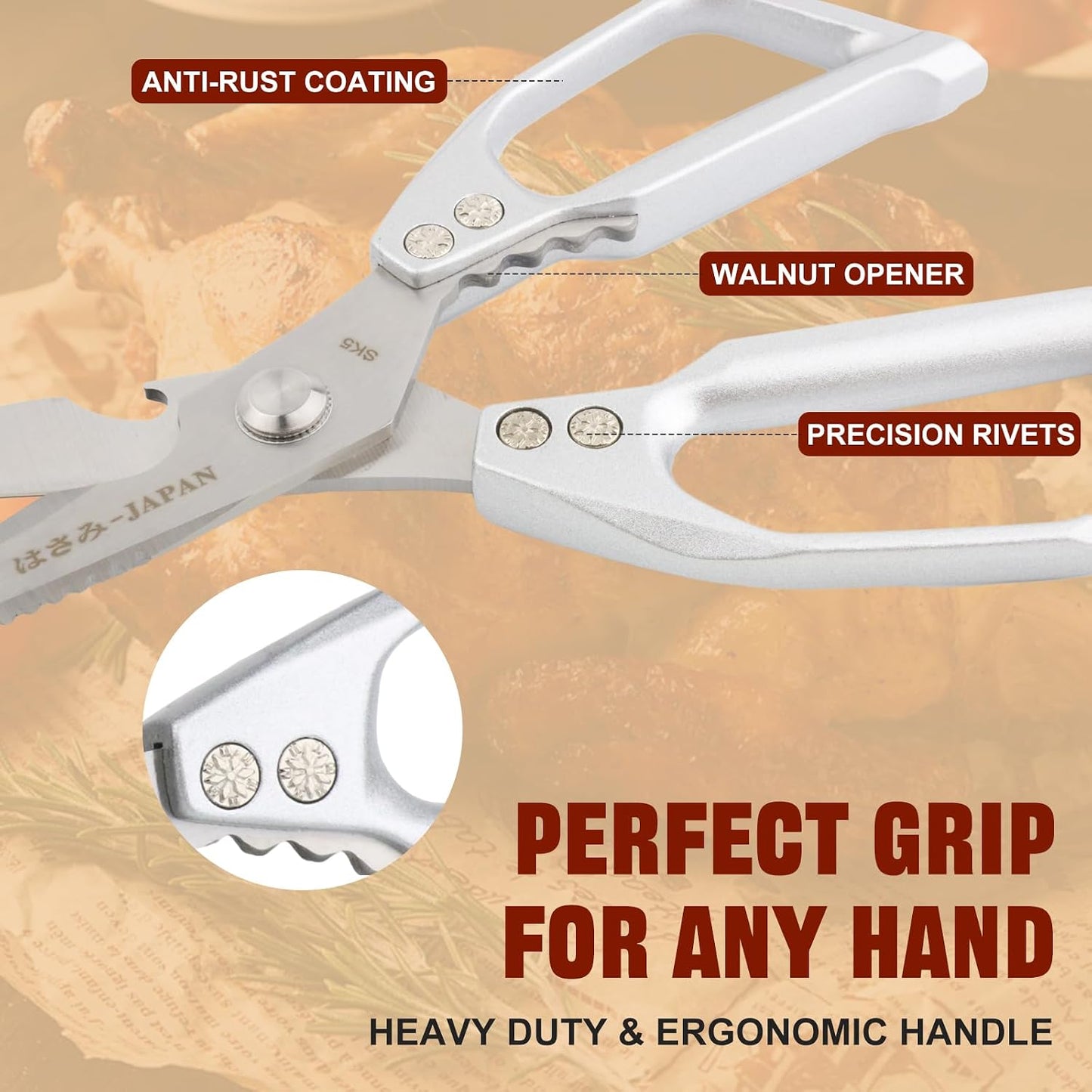 Kitchen Scissors, Poultry Shears Heavy Duty, Heavy Duty Kitchen Shears, Stainless Steel Poultry Scissors for Turkey, Chicken, Thanksgiving, Christmas Day