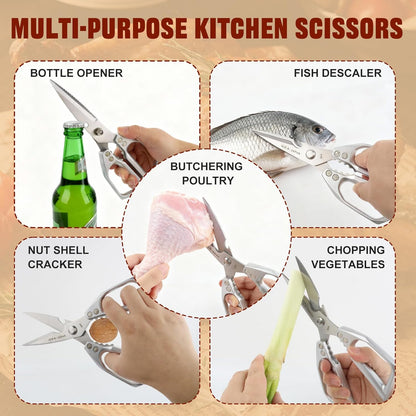 Kitchen Scissors, Poultry Shears Heavy Duty, Heavy Duty Kitchen Shears, Stainless Steel Poultry Scissors for Turkey, Chicken, Thanksgiving, Christmas Day