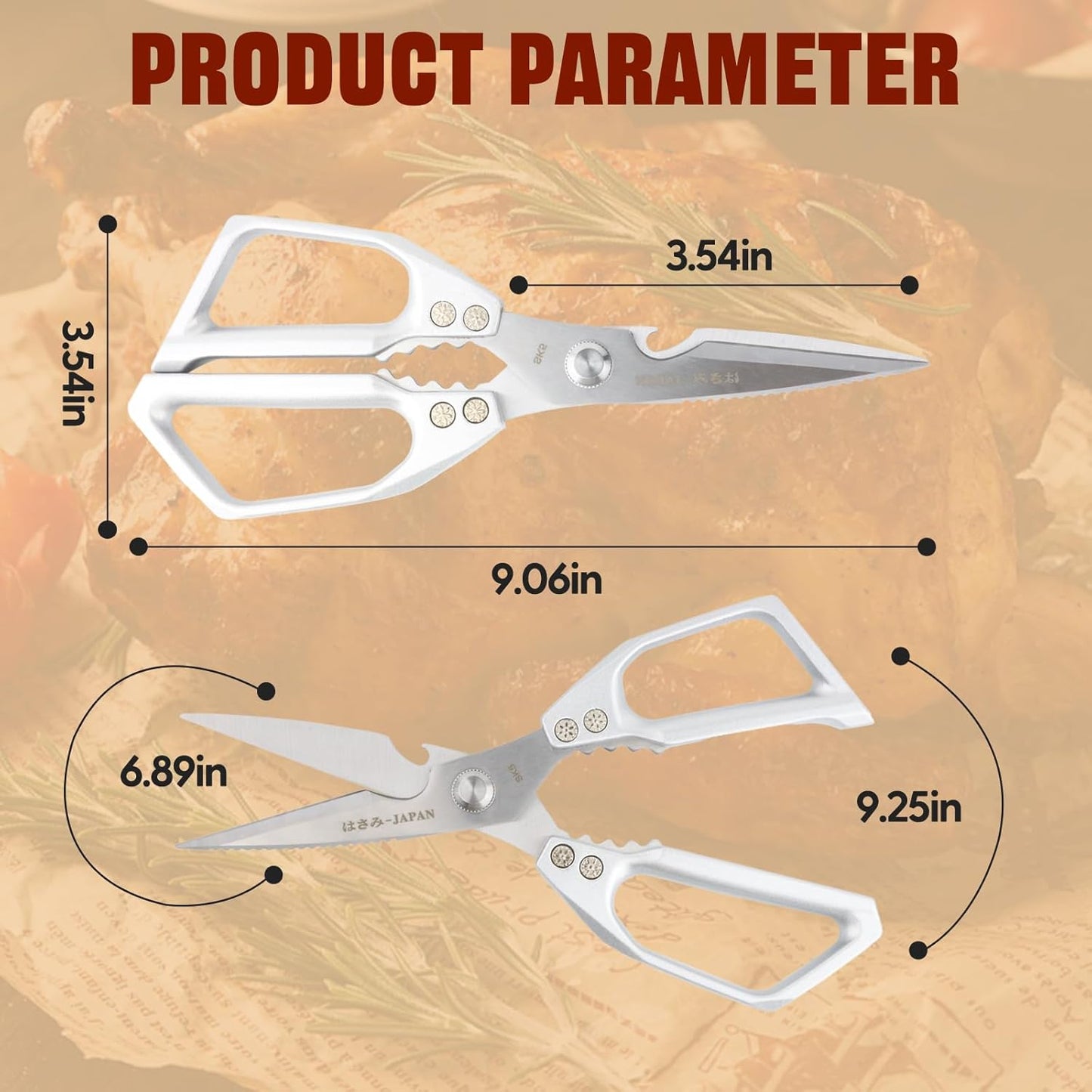 Kitchen Scissors, Poultry Shears Heavy Duty, Heavy Duty Kitchen Shears, Stainless Steel Poultry Scissors for Turkey, Chicken, Thanksgiving, Christmas Day