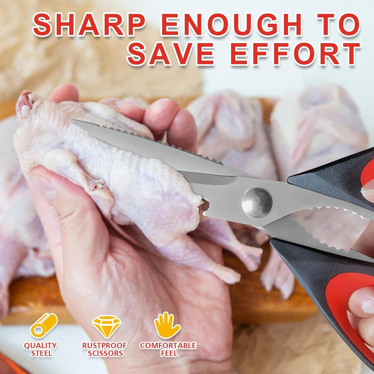 Kitchen Scissors, Poultry Shears Heavy Duty, Heavy Duty Kitchen Shears, Stainless Steel Poultry Scissors for Turkey, Chicken, Thanksgiving, Christmas Day