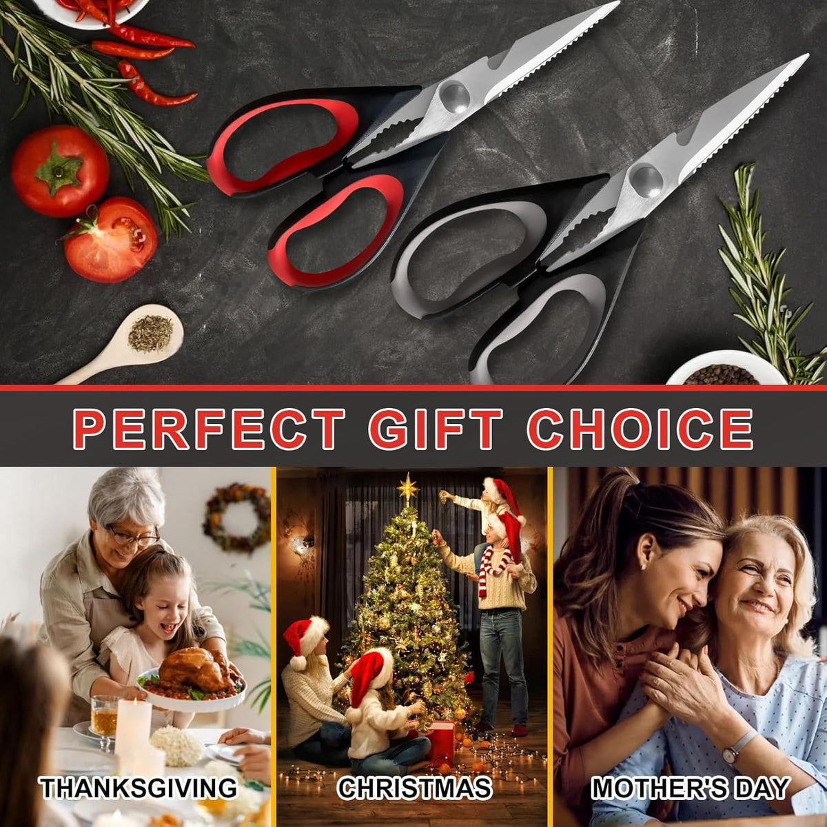 Kitchen Scissors, Poultry Shears Heavy Duty, Heavy Duty Kitchen Shears, Stainless Steel Poultry Scissors for Turkey, Chicken, Thanksgiving, Christmas Day