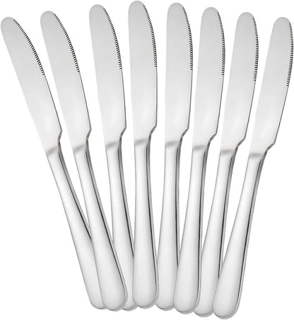 Stainless steel butter knife, set of 6 dinner knife, suitable for daily use, parties and outdoor dining,Dishwasher Safe (6)
