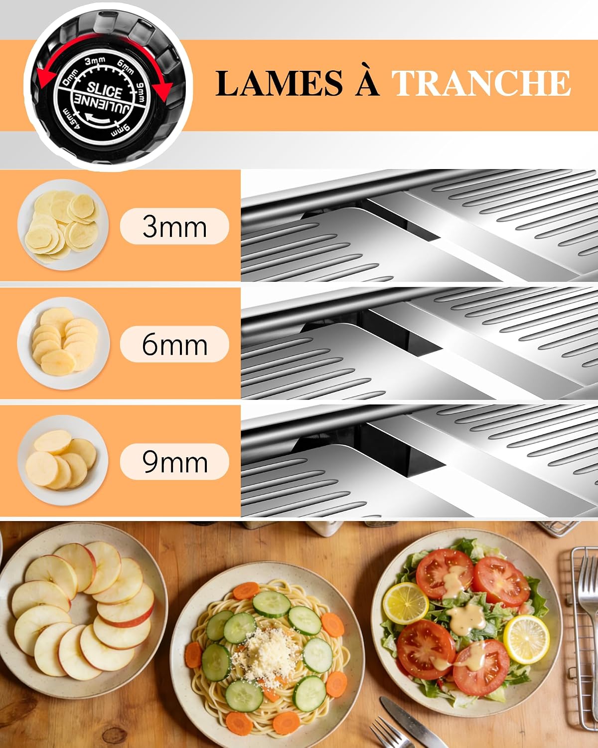 Adjustable Mandoline Food Slicer,Vegetable Slicer Fruit Cutter | Stainless Steel Mandoline Slicer, Julienne Slicers for Kitchen Onion Potato, Tomato, Vegetable, and Fruit, Dishwasher Safe