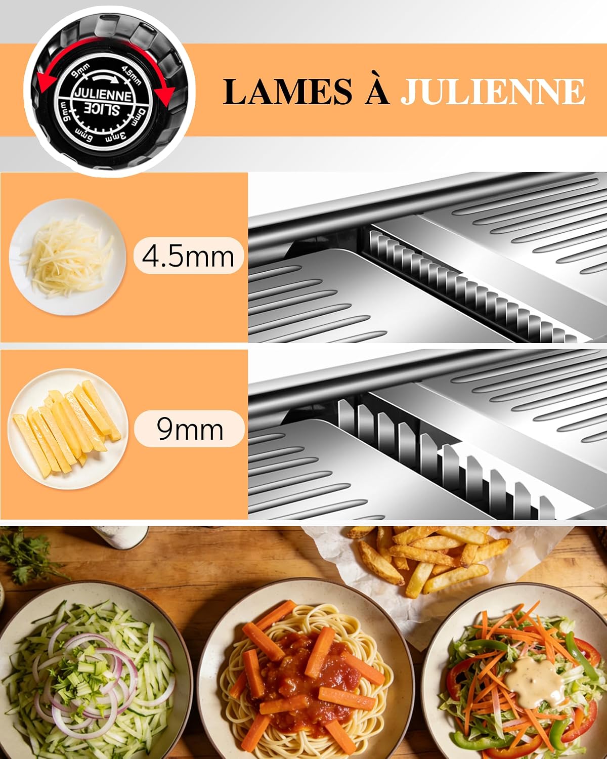 Adjustable Mandoline Food Slicer,Vegetable Slicer Fruit Cutter | Stainless Steel Mandoline Slicer, Julienne Slicers for Kitchen Onion Potato, Tomato, Vegetable, and Fruit, Dishwasher Safe
