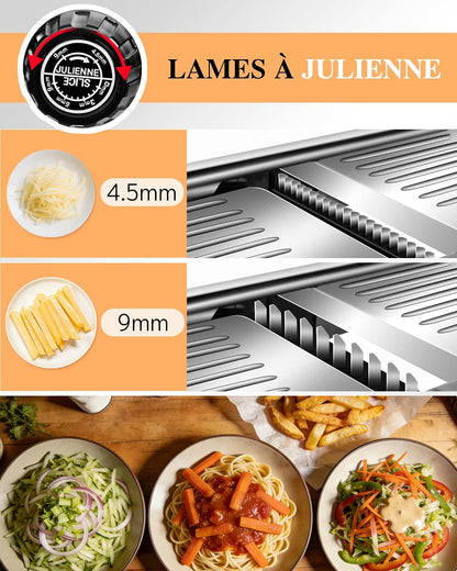 Adjustable Mandoline Food Slicer,Vegetable Slicer Fruit Cutter | Stainless Steel Mandoline Slicer, Julienne Slicers for Kitchen Onion Potato, Tomato, Vegetable, and Fruit, Dishwasher Safe