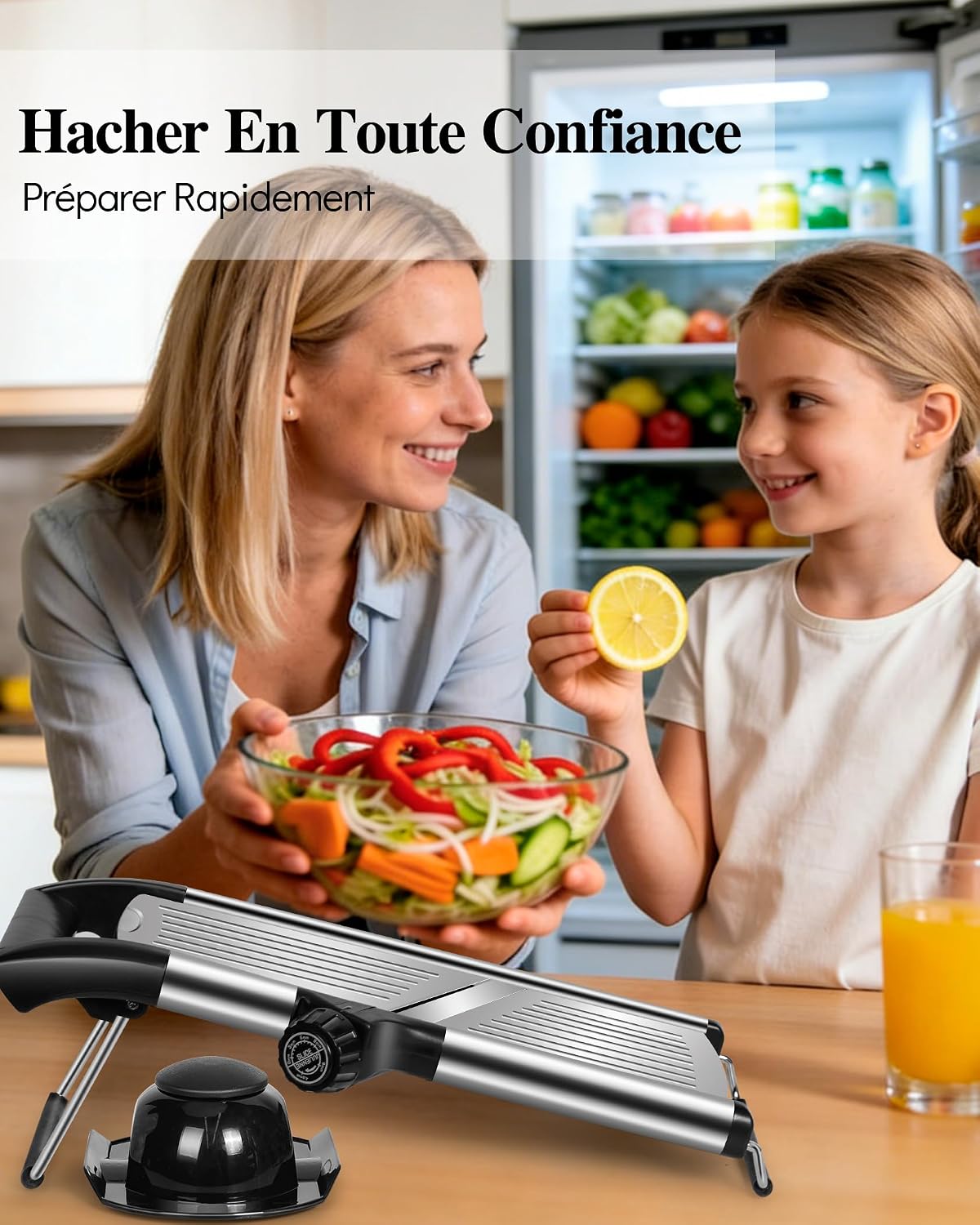 Adjustable Mandoline Food Slicer,Vegetable Slicer Fruit Cutter | Stainless Steel Mandoline Slicer, Julienne Slicers for Kitchen Onion Potato, Tomato, Vegetable, and Fruit, Dishwasher Safe