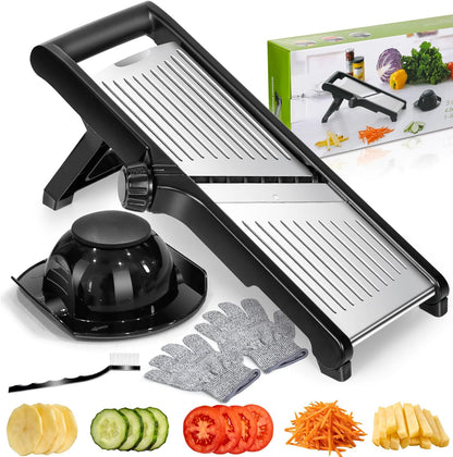 Adjustable Mandoline Food Slicer,Vegetable Slicer Fruit Cutter | Stainless Steel Mandoline Slicer, Julienne Slicers for Kitchen Onion Potato, Tomato, Vegetable, and Fruit, Dishwasher Safe