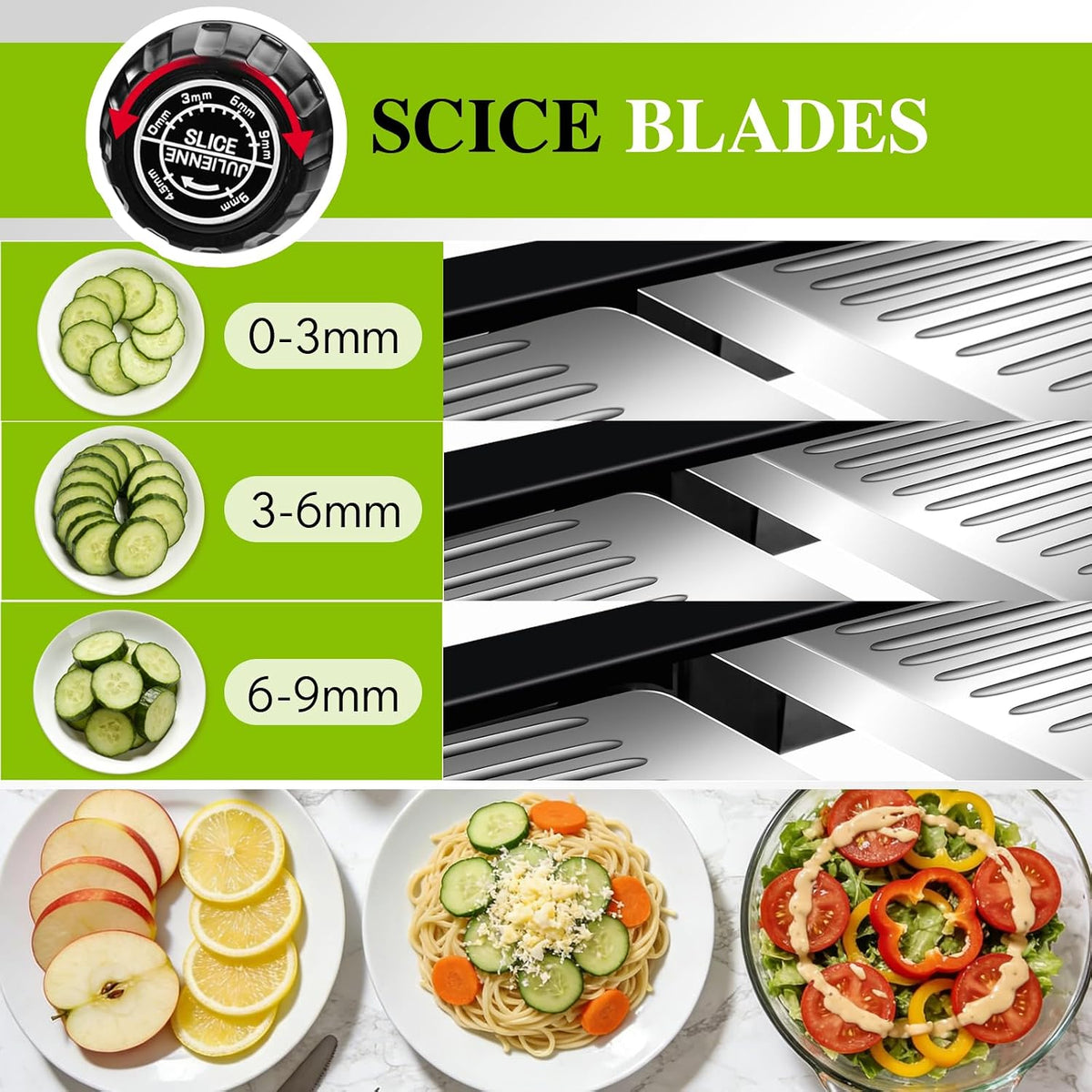 Adjustable Mandoline Food Slicer,Vegetable Slicer Fruit Cutter | Stainless Steel Mandoline Slicer, Julienne Slicers for Kitchen Onion Potato, Tomato, Vegetable, and Fruit, Dishwasher Safe