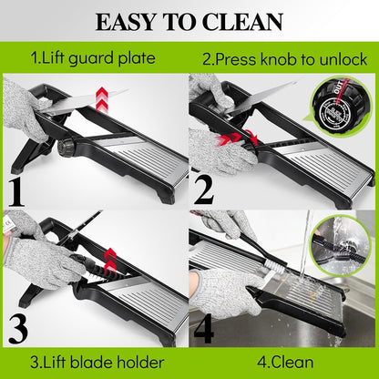 Adjustable Mandoline Food Slicer,Vegetable Slicer Fruit Cutter | Stainless Steel Mandoline Slicer, Julienne Slicers for Kitchen Onion Potato, Tomato, Vegetable, and Fruit, Dishwasher Safe