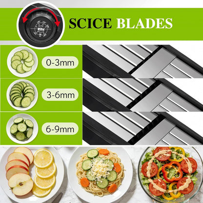 Adjustable Mandoline Food Slicer,Vegetable Slicer Fruit Cutter | Stainless Steel Mandoline Slicer, Julienne Slicers for Kitchen Onion Potato, Tomato, Vegetable, and Fruit, Dishwasher Safe