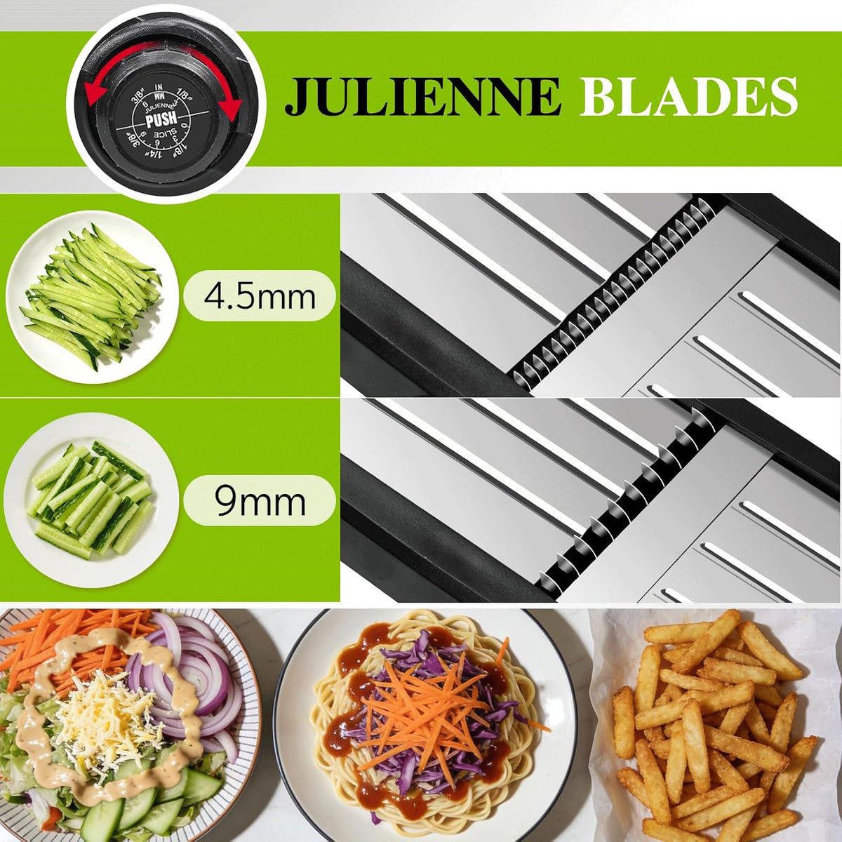 Adjustable Mandoline Food Slicer,Vegetable Slicer Fruit Cutter | Stainless Steel Mandoline Slicer, Julienne Slicers for Kitchen Onion Potato, Tomato, Vegetable, and Fruit, Dishwasher Safe